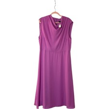 Ann Taylor Women's Size 16 Plus Purple Sleeveless Cowl Neck A-Line Dress - NEW