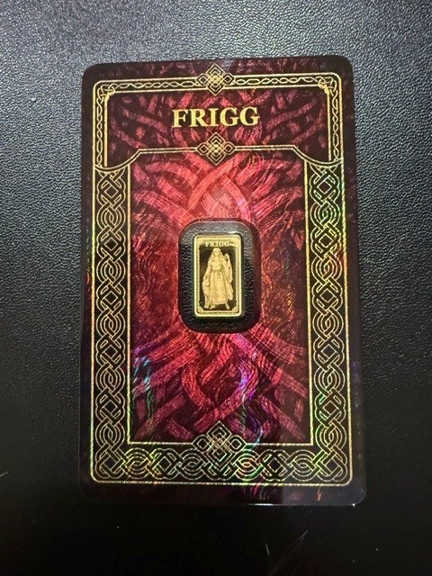 2026 Gods of Germania Frigg 1/100 oz Gold Proof Minted Bar in Safepack
