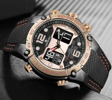 Men Digital Alarm Chronograph Sport Watch Waterproof Rubber Strap Quartz Watch
