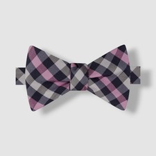 Tommy Hilfiger Men's Blue Pink Gingham Print Pre-Tied Bow Tie