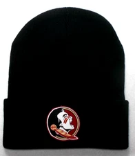 Florida State Seminoles flat cotton logo on BLack beanie  cap hat. See details