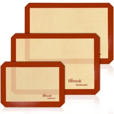 New RENOOK Silicone Baking Mats, 3PACK Reusable Non-stick Mats for Cookies, Easy