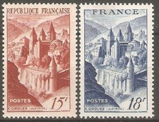 France - 1947/8 Conques Abbey Sg1021/2 MNH 