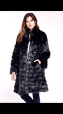 Black Faux Fur Coat With Flattering Nipped Waist By Donna Saylor Fabulous Furs!