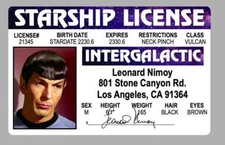 Mr. Spock Star Trek Movie Novelty Drivers License ID Card Leonard Nimoy Vulcan