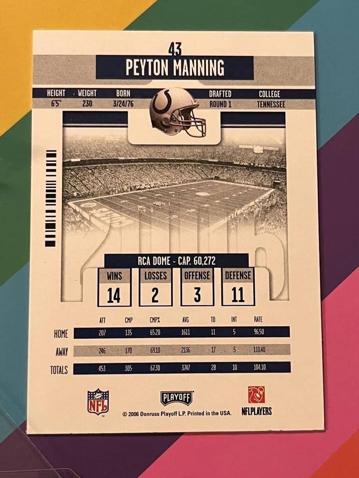 2006 Donruss Playoff Contenders Season Ticket Peyton Manning #43 QTY - Image 2 of 2