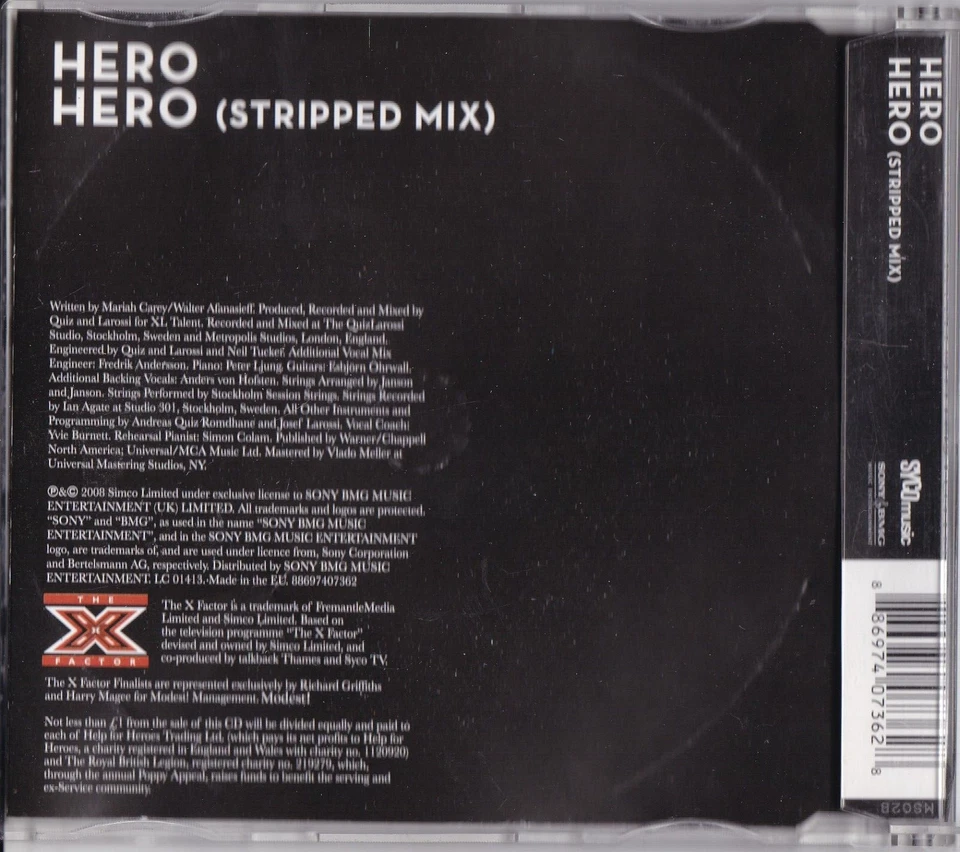 THE X FACTOR FINALISTS Hero ( 2 Track CD Single ) - Bild 2 von 3