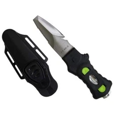 Scuba Diving Compact Black Stainless Steel Blunt Tip BCD Knife Silver Black