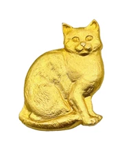 Rawcliffe Pewter 1984 Matte Gold Tone Tabby Cat Pin