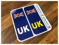 Pack of 2 UK Number Plate Badge Travel Stickers, DVLA compliant