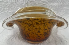 Brown Blown Glass Decorative Dish 