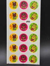 Vintage Rare 80s Teech-Um Chocolate Scratch n Sniff Sticker sheet 850 (Smells)