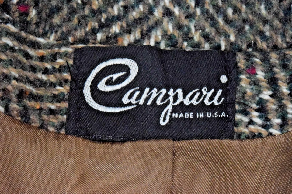 Abrigo Campari Tweed Vintage Donegal Talla L Años 80 Talla Grande Verde Espiga Hecho en EE. UU. Foto 2 de 4