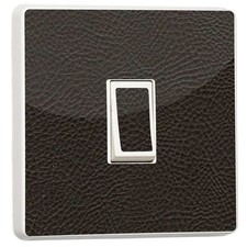 Brown Leather Light Switch Sticker vinyl Generic Single cover skin by stika.co