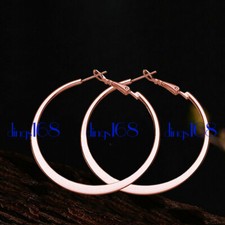Genuine 18K Rose Gold Filled 2" Large LightWeight Round Flat Hoop Earrings H903R