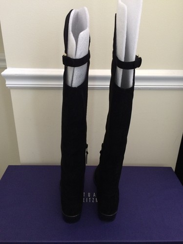 $695 Nuevas en caja Stuart Weitzman Needaride Gamuza Sobre la Rodilla Bota Negra Talla 7 - Imagen 5 de 8