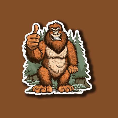 Thumbs Up Bigfoot Funny Sasquatch Cryptid 3'' Vinyl Laminated Sticker