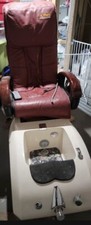 Spa  Massage Pedicure Chair burgundy material over tan base.