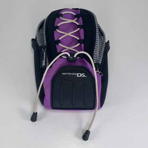 Nintendo DS Purple Black Mini Backpack Carrying Case Travel Bag Zipper OEM Rare - Picture 1 of 20
