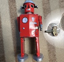 Atomic Robot Man Tinplate Vintage Wind-up Toy with key, Works