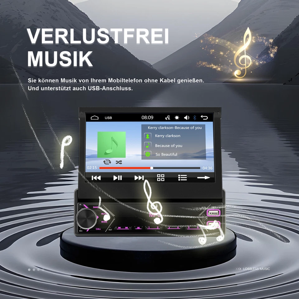 Autoradio Bluetooth 1 Din 7" Bildschirm IPS Touchscreen Radio FM USB AUX +Kamera - Bild 3 von 4