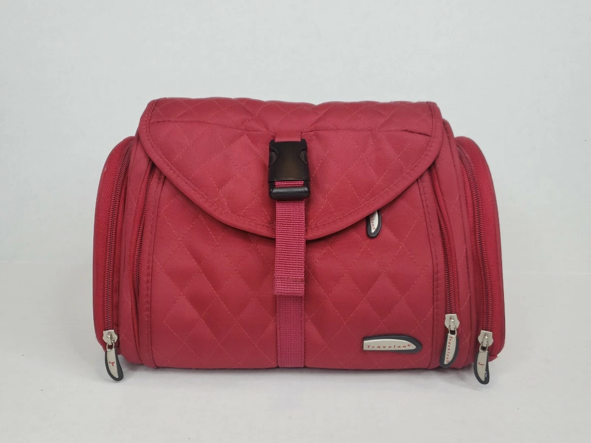 Travelon Quilted Red Train Case Travel Cosmetic Bag Makeup Case eBay