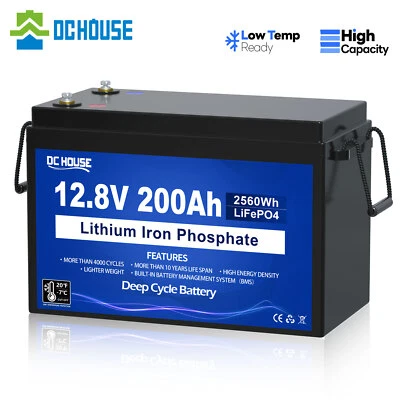DC HOUSE 12V 200Ah Deep Cycle Litime LiFePO4 Lithium Battery for RV Solar Off-grid Motor