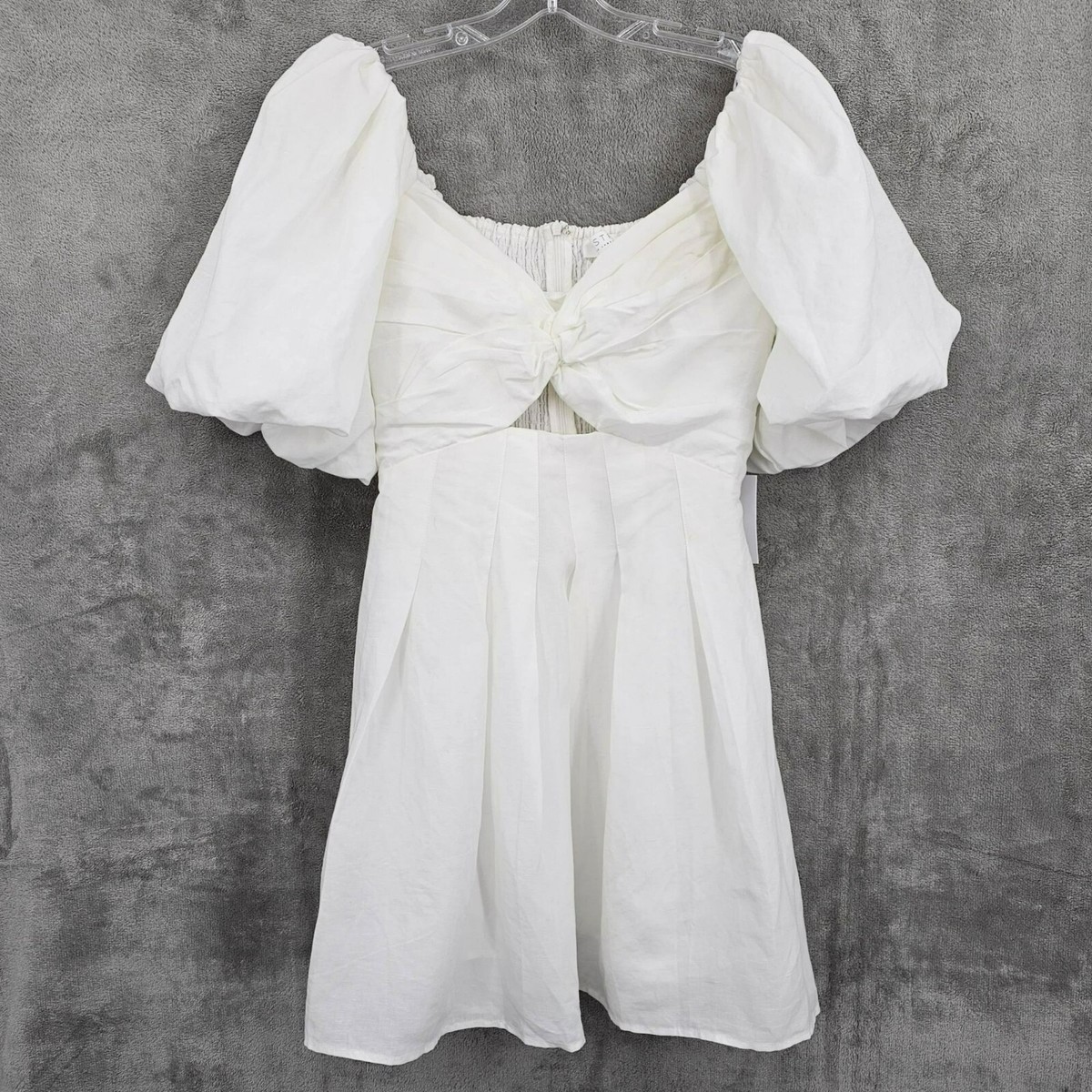 serilda puff sleeve midi dress ASTR The Label Serilda Puff Sleeve Mini Dress M White Bridal Wedding Party  New