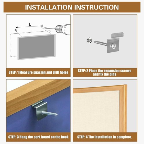 Durable 24" x 36" Beige Linen Cork Bulletin Board with 10 Push Pins - Versatile - Picture 10 of 11