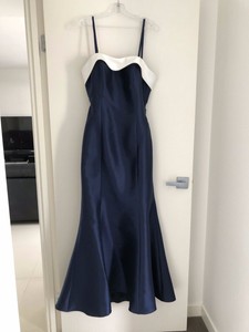 navy black tie dress