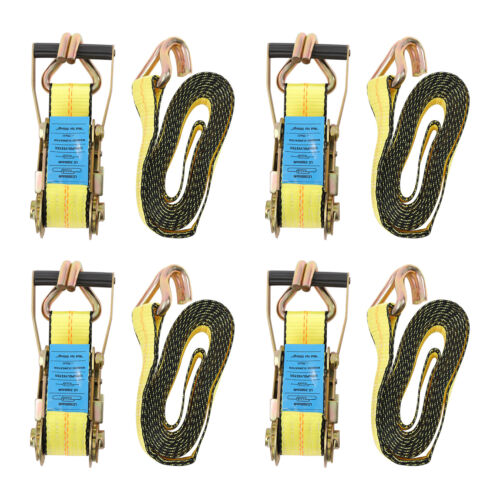 2"x 12' Ft 4Pcs Lasso Wheel Lift Straps Ratchet J Finger Hook Towing Tie Down