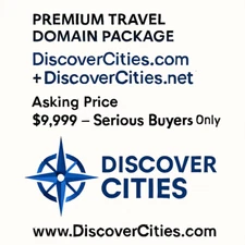 PREMIUM TRAVEL DOMAIN PACKAGE – DiscoverCities.com + DiscoverCities.net