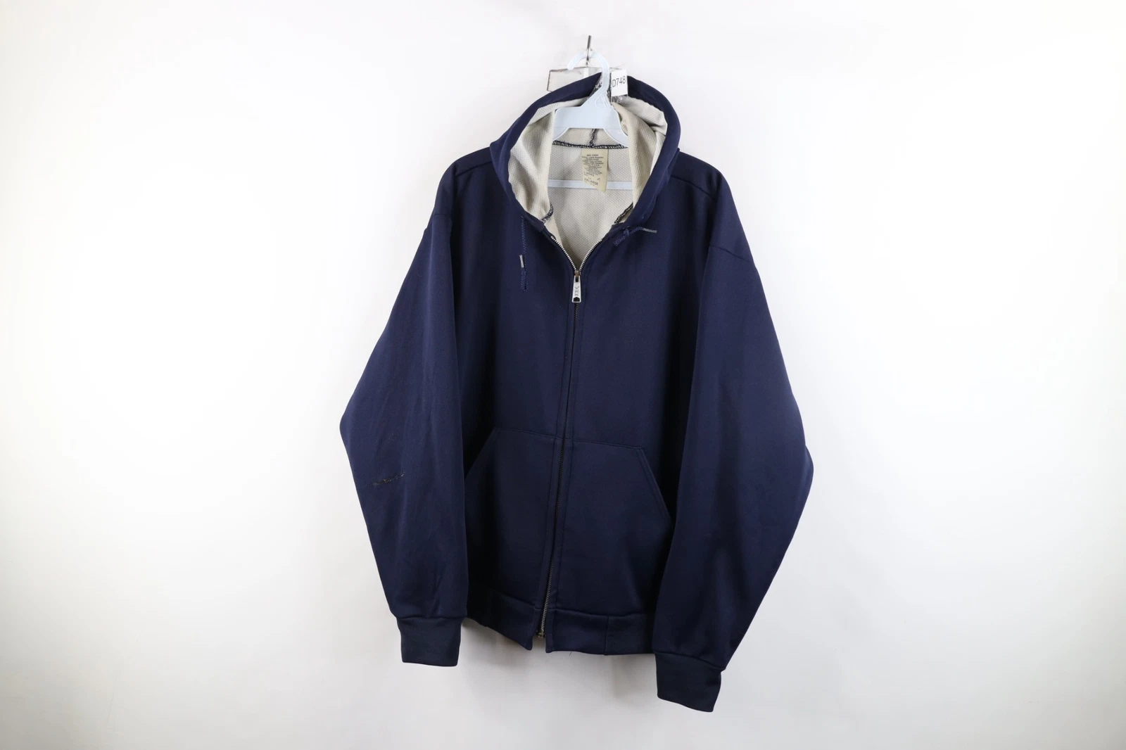Vtg 70s Streetwear Mens 2XL Distressed Blank Thermal Waffle Knit Lined Hoodie