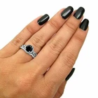 4Ct Round Cut Black Simulated Diamond Bridal Set Band Ring 14K White Gold Plated