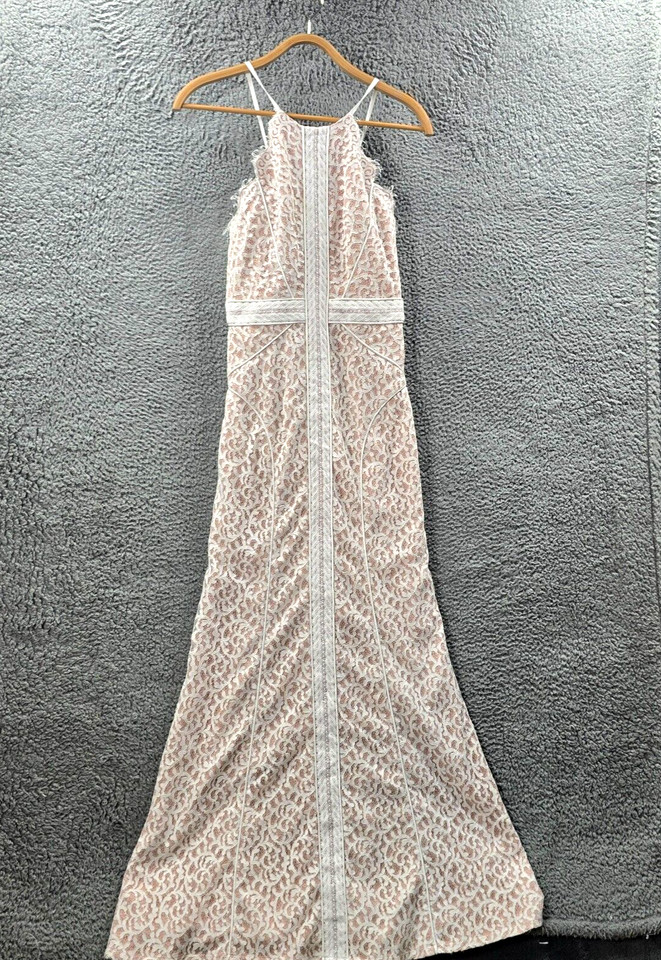 Bariano Womens Maxi Fit & Flare Dress Size 8 Ivory Beige Lace Sleeveless
