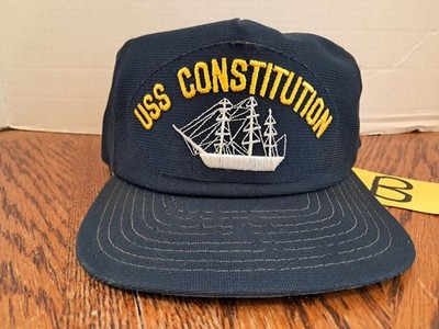 Vintage 70s 80s New Era Pro Design USS Constitution Men's Snapback Trucker Hat 