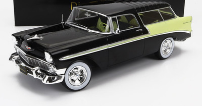1956 Chevrolet Bel Air Nomad Custom Station Wagon Black/Yellow in 1:18 scale