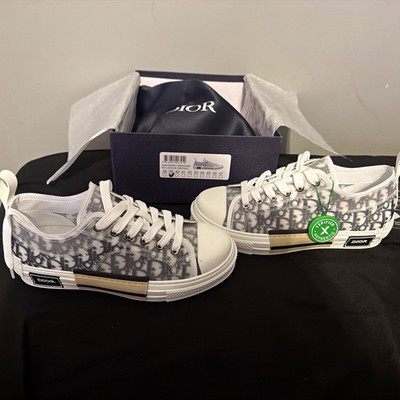 Dior B23 League Oblique Gray/White Canvas Lace-Up Monogram Sneaker Men's 6