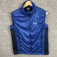 Jack Wolfskin Men's Hiking Vest Jacket Size Medium Outdoor Full Zip Pockets Logo