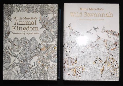 Millie Marotta Colouring Postcards Animal Kingdom & Wild Savannah Set of 2 Boxes