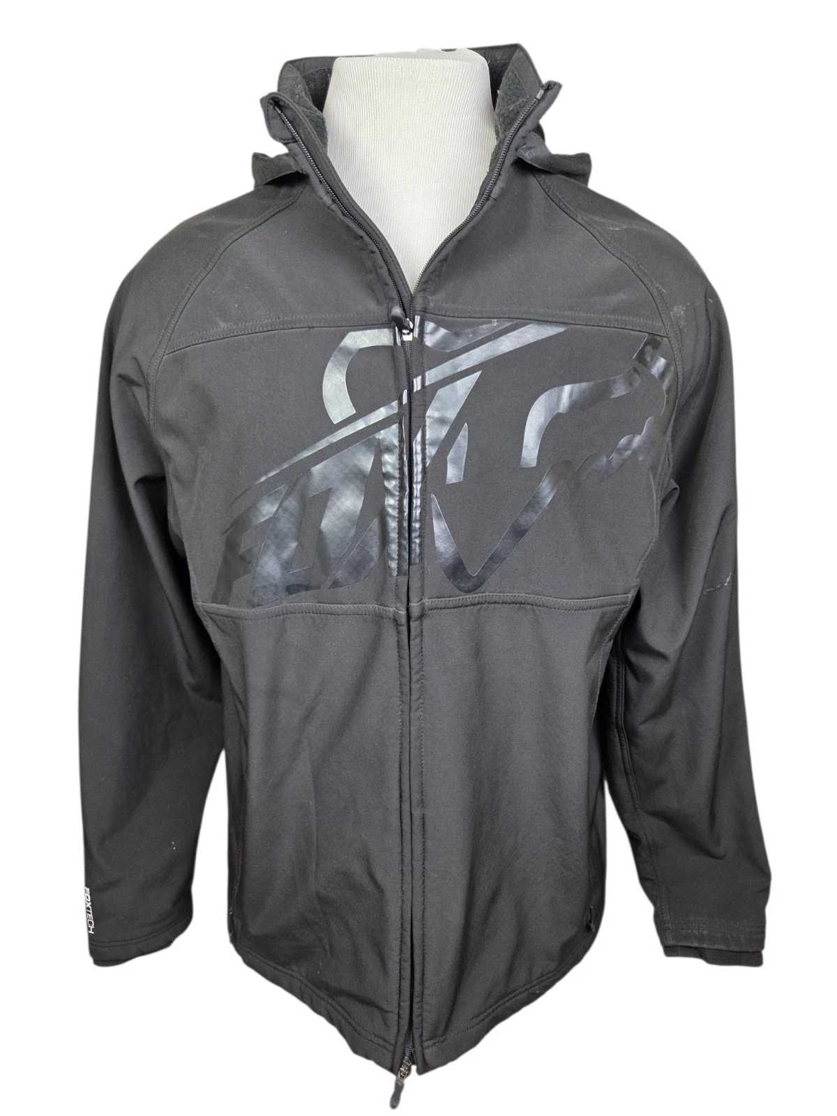 FoxTech Men's Full Zip Black Hooded Jacket Size - XL