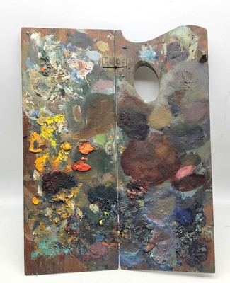 French Vintage Artist Oil Paint Palette Paris Estate Collection Rare Art Gallery