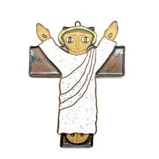 St Andrew's Abby Glazed Tile Wall Plaque Jesus on the Cross 7"x5"