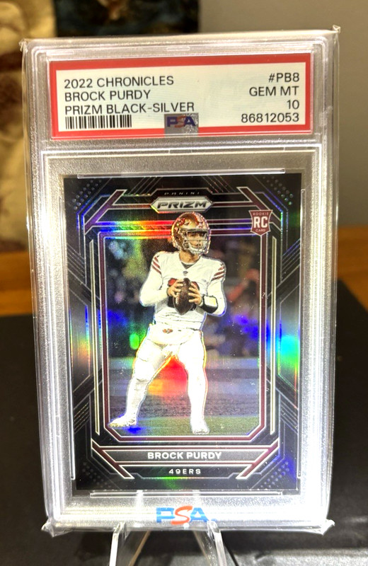 2022 Panini Chronicles Brock Purdy Prizm BLACK SILVER RC #PB8 PSA 10