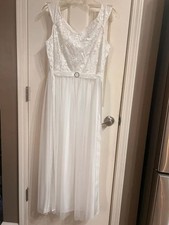 Candalite White Bridal Gown L Ghost Bride Halloween Angel Formal Maxi Dress