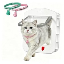 Cat Door for Door with Magnetic Collar Pet Door for Interior/Exterior White