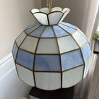 Vintage Tiffany Style Stained Glass Hanging Pendant Ceiling Light Blue White