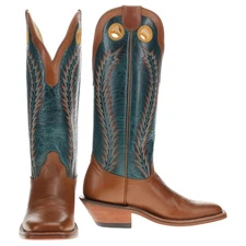 Hondo Men's Genuine Navy/Tan Leather Square Toe Cowboy Boots BUY NOW FOR 149!