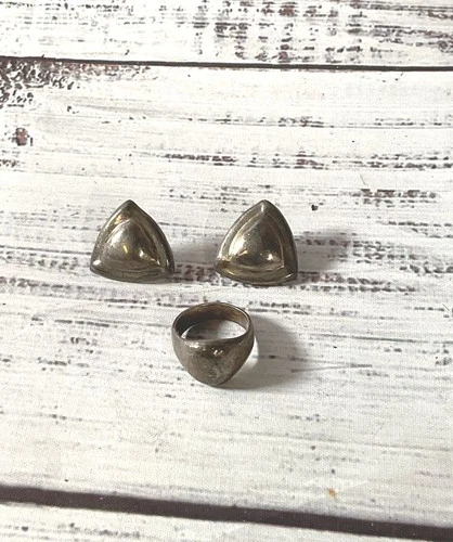 Mexico Sterling Silver Vintage Ring & Stud Earrings