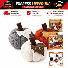 Pack of 3 Autumn Decoration Pumpkin Knitted Decorative Pumpkins for Table |